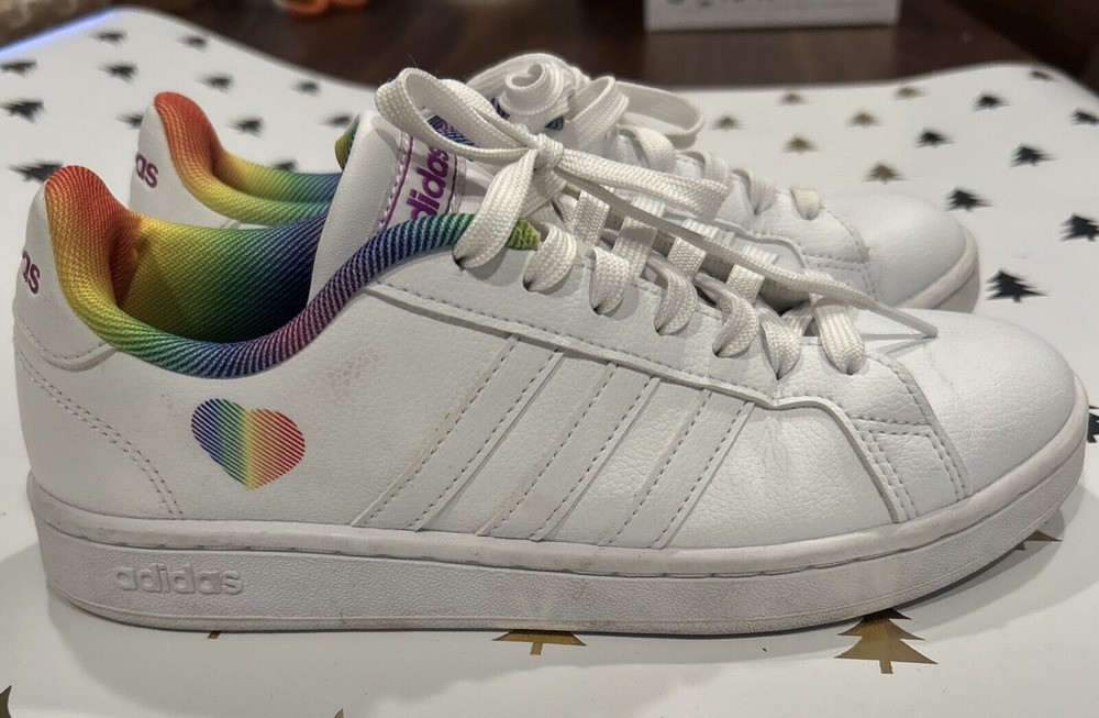 Women’s Shoes Adidas Grand Court Rainbow Pride H01054 Size 7.5